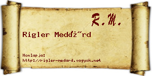 Rigler Medárd névjegykártya